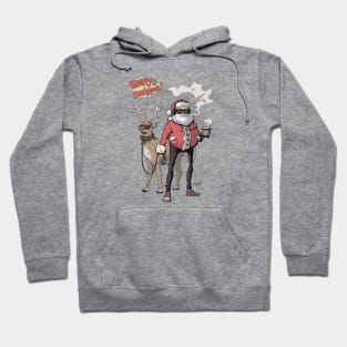 Merry Christmas Cool Santa & Rudolph Punk Rock Metalhead Hoodie